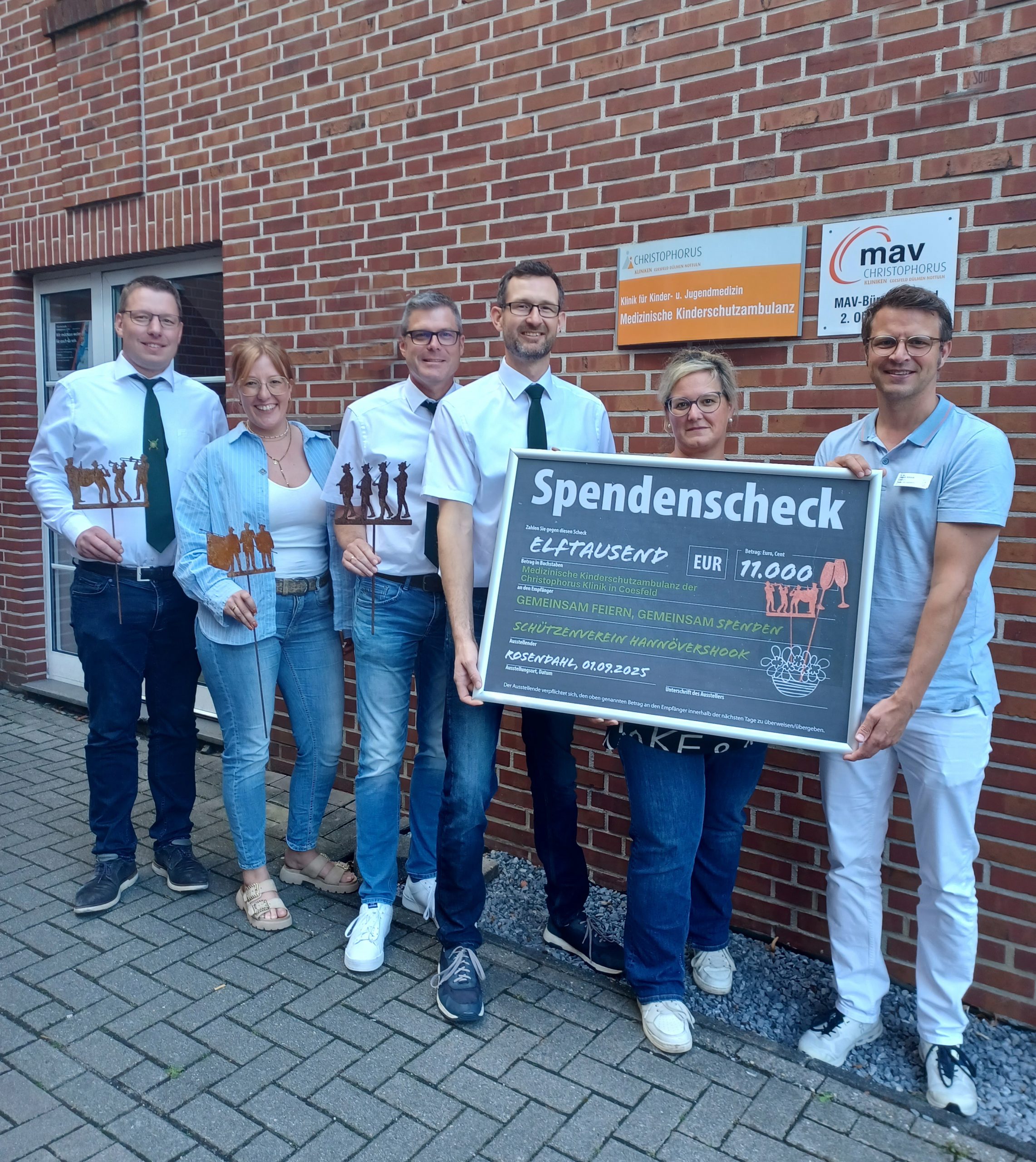 Christophorus Kliniken Medizinische Kinderschutzambulanz Spende Schützenverein Hannövershook Höven